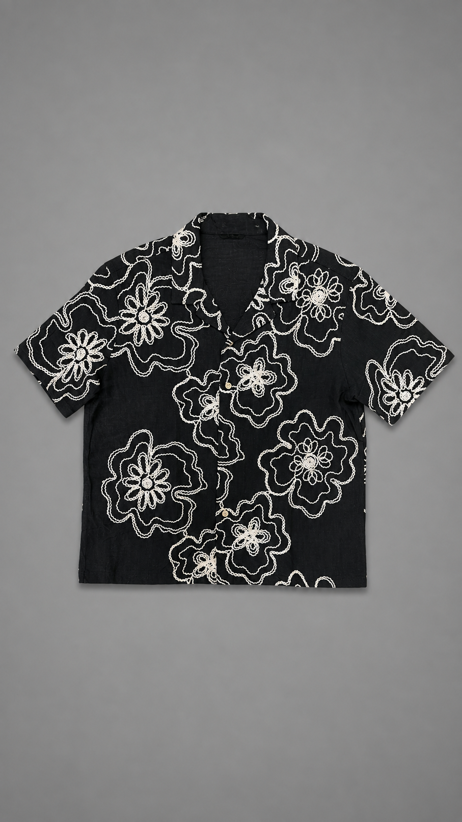 CAMICIA RICAMO FLOWERS BLACK