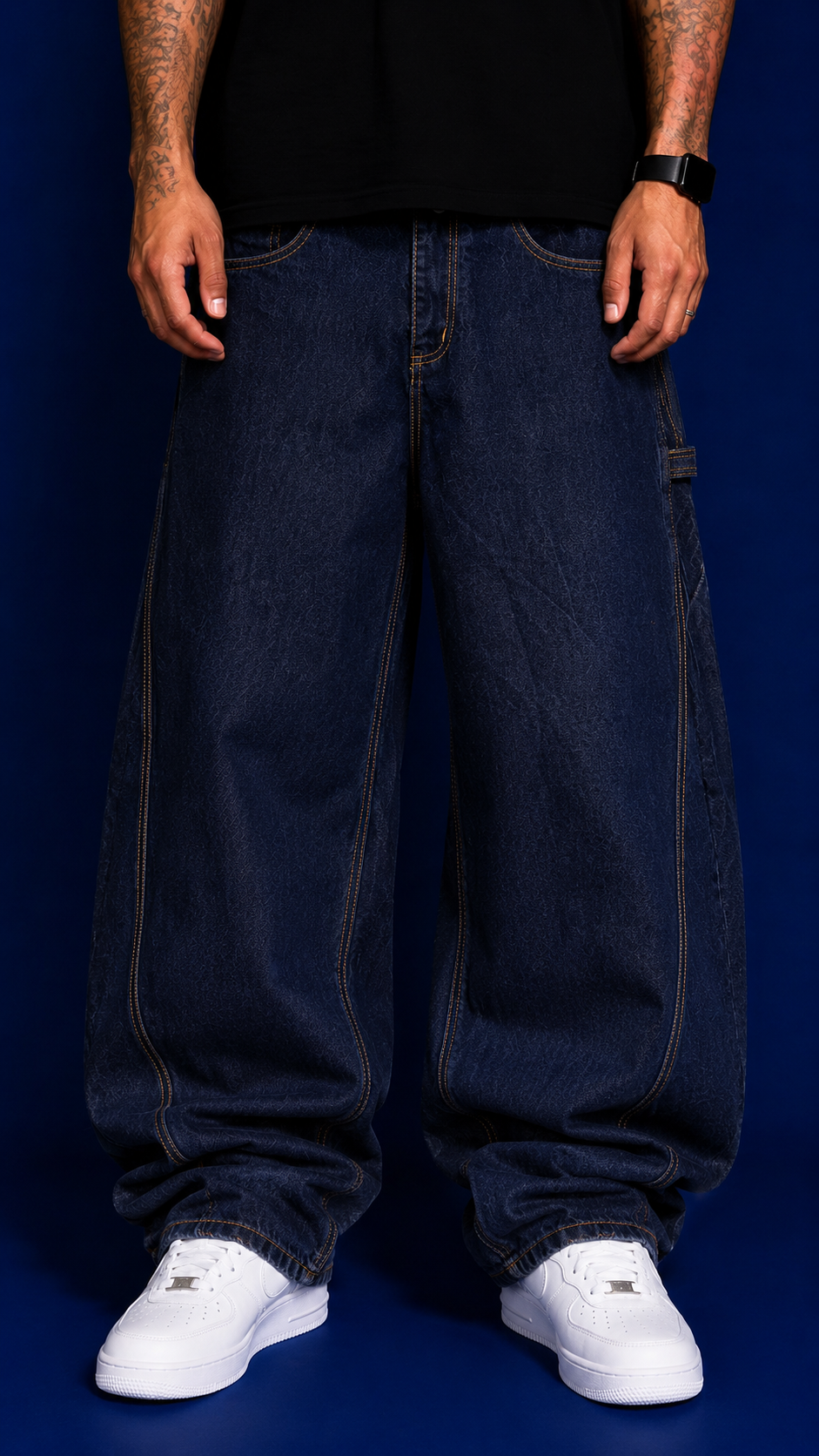 JEANS BALOON CONTRAST BLUE