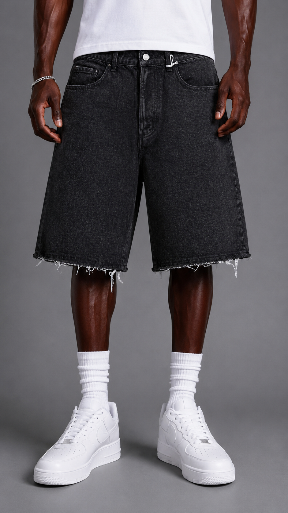 SHORTS IN DENIM CR2778 BLACK