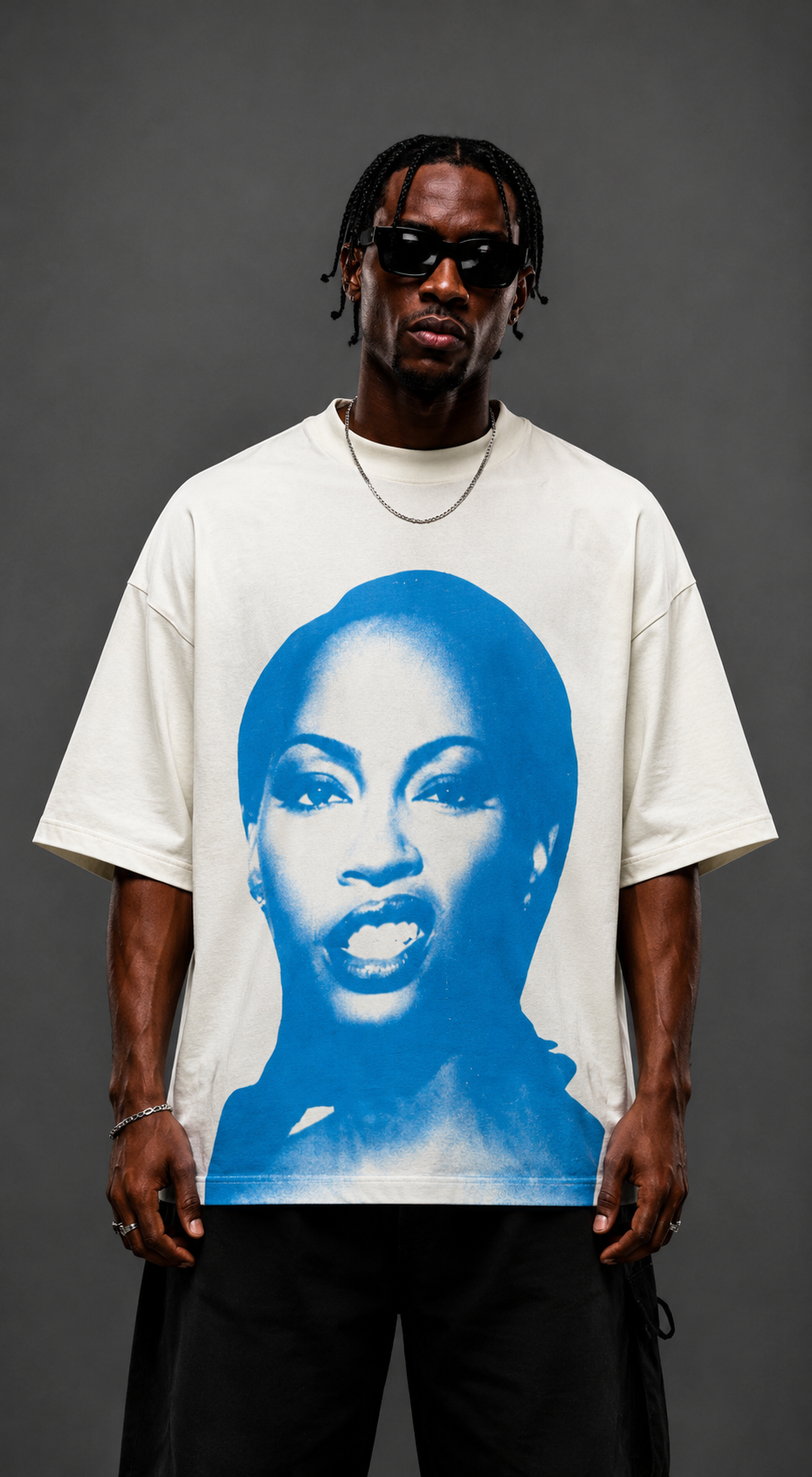 T-SHIRT FACE WHITE/SKY