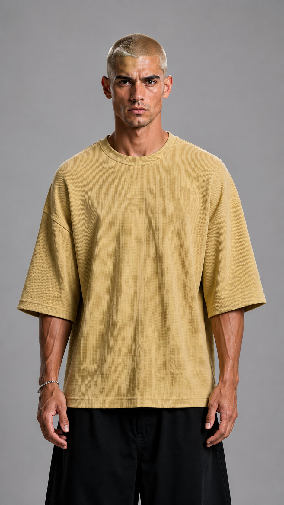 T-SHIRT OVER WAFFLE SENAPE