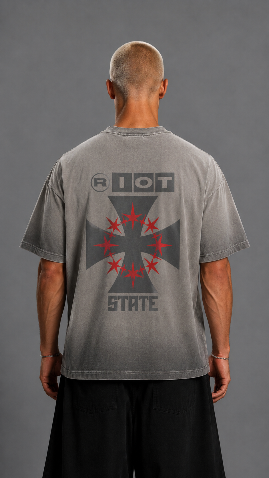 T-SHIRT RIOT WASHED GREY