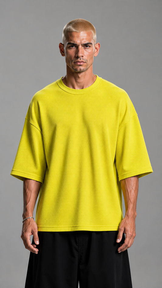 T-SHIRT OVER WAFFLE LIME