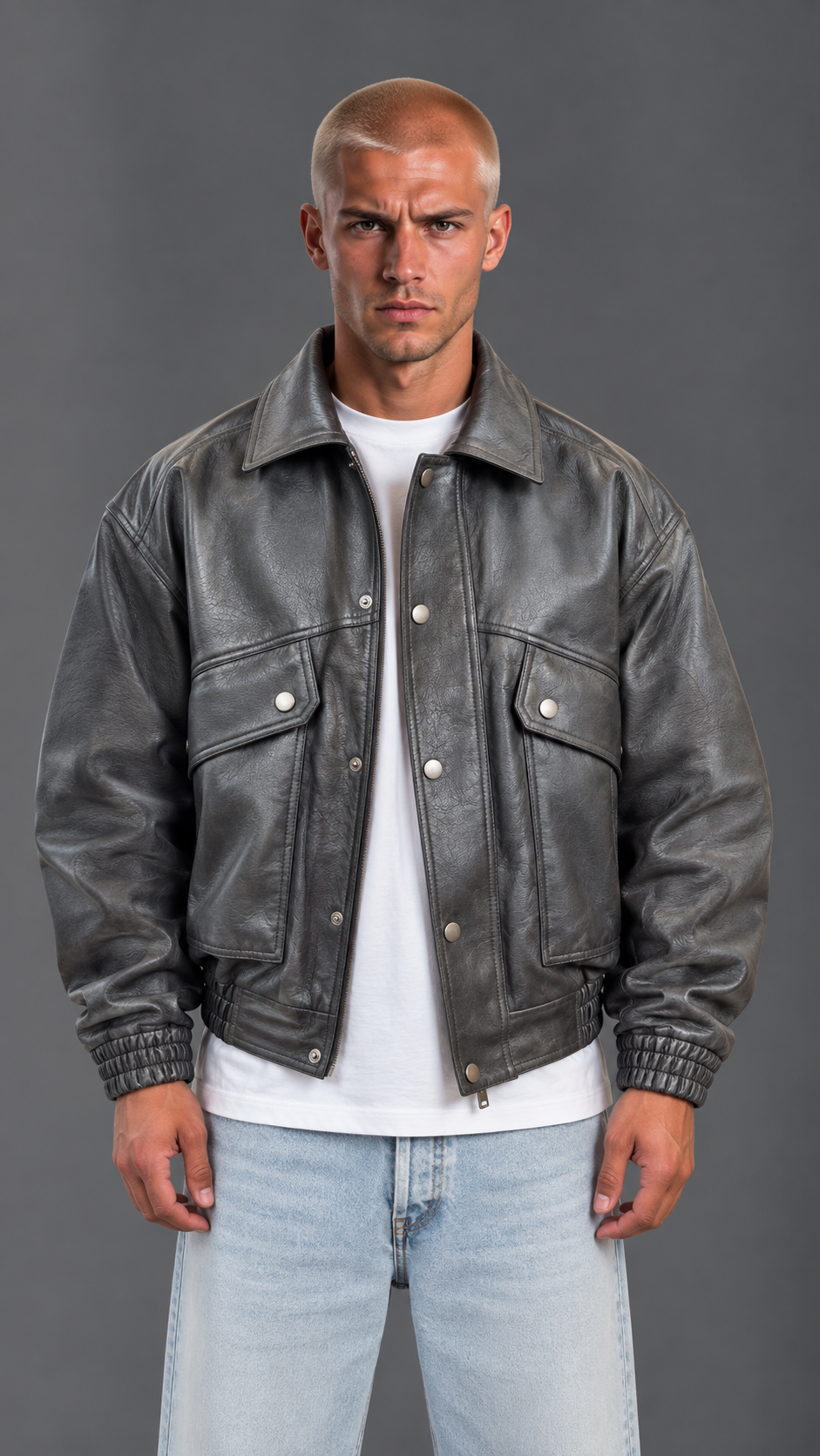 JACKET ECOLEATHER DARK GREY