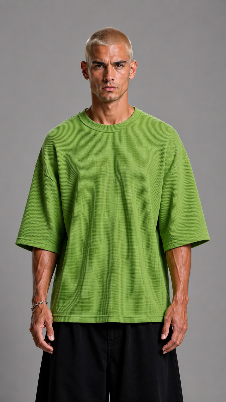 T-SHIRT OVER WAFFLE GREEN