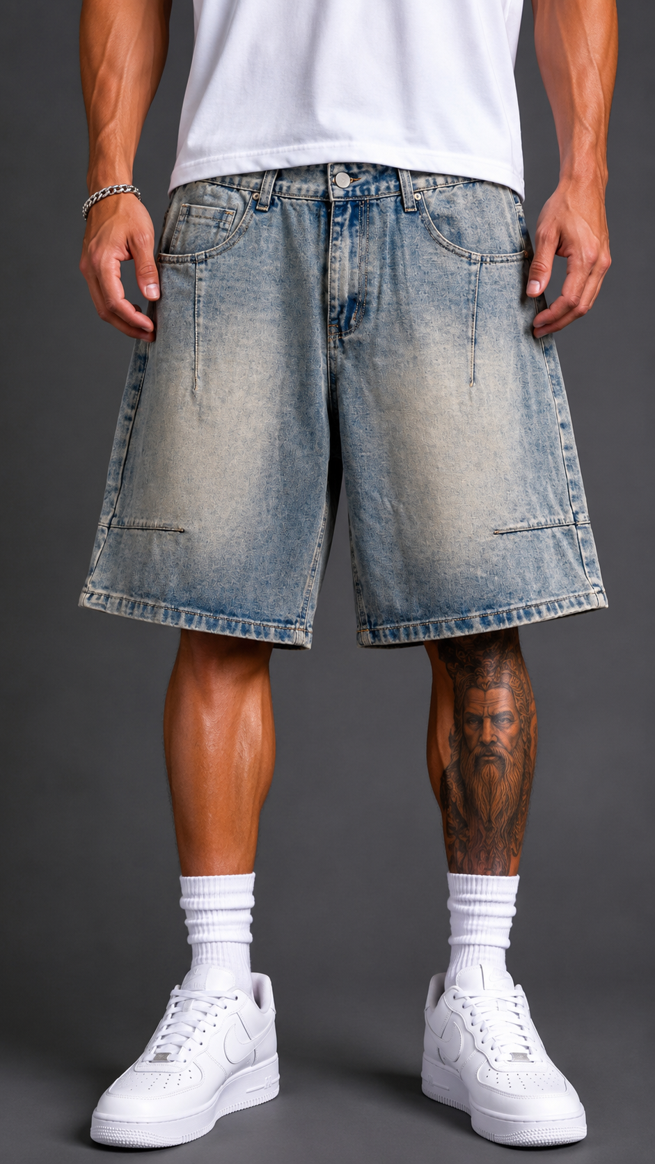 SHORTS IN DENIM SABBIATO 594