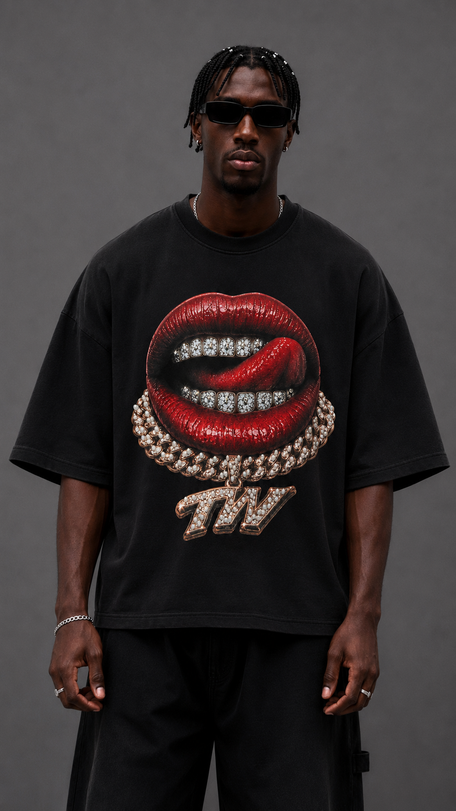 T-SHIRT MOUTH DIAMOND BLACK