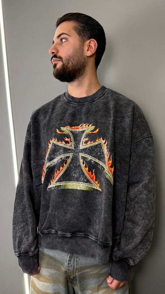 FELPA BOXY CROSS FLAME BNK