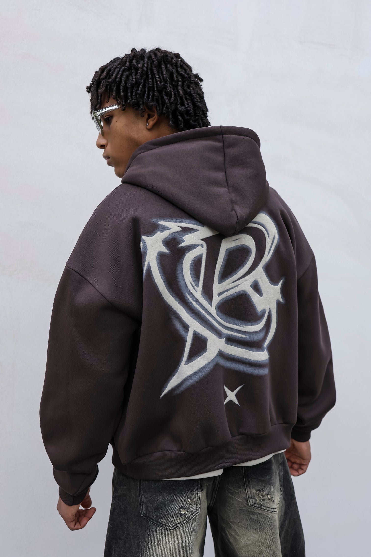 FELPA BOXY ZIP CON STAMPA RETRO PD