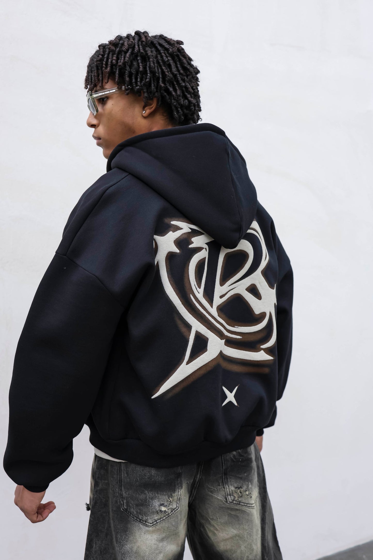 FELPA BOXY ZIP CON STAMPA RETRO PD