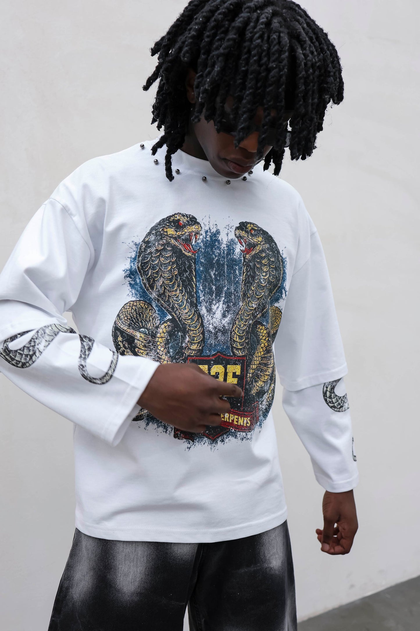 T-SHIRT DOUBLESLEEVE SNAKE WHITE