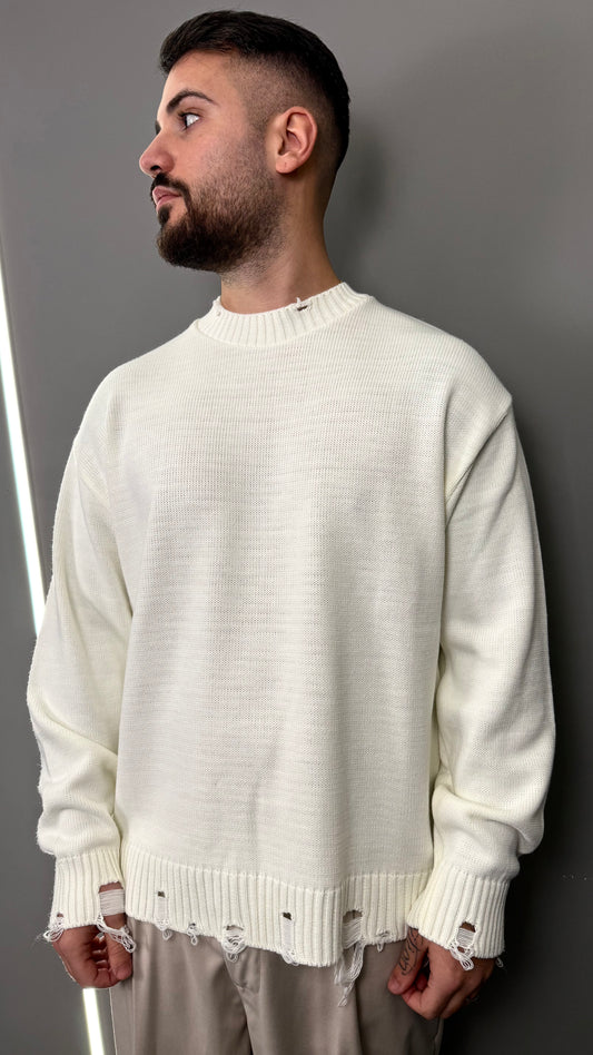 PULLOVER DESTROYED WHITE