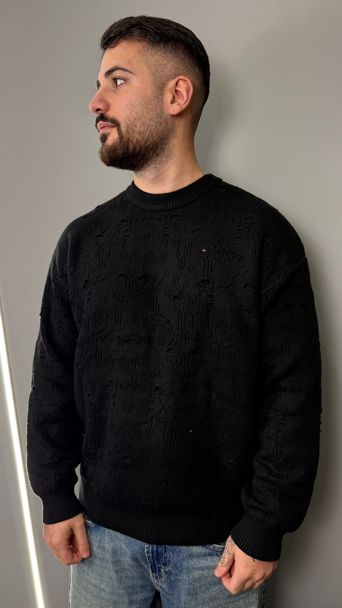 PULLOVER DESTROYED PREMIUM BLACK 86142