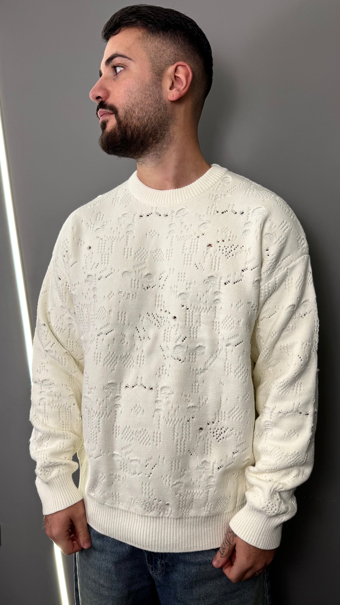 PULLOVER DESTROYED PREMIUM WHITE 86142