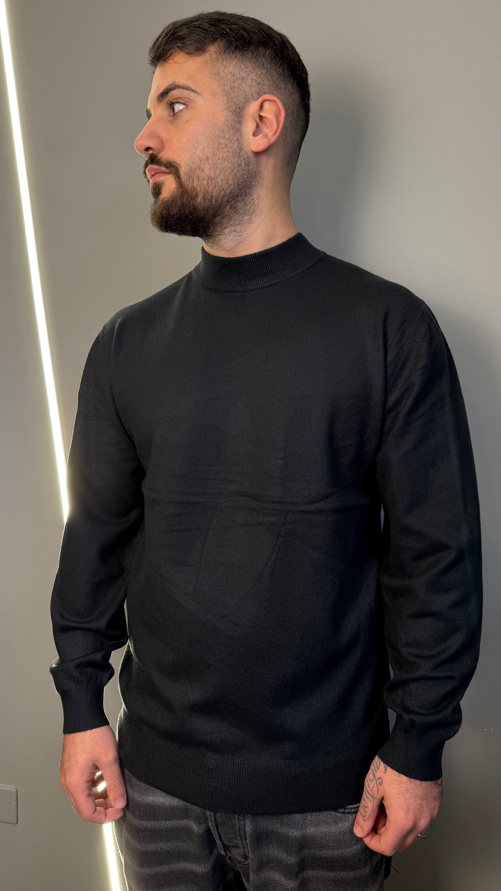 MAGLIONE MEZZOCOLLO 86124 BLACK