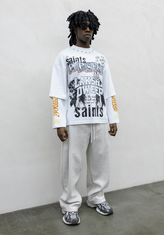 T-SHIRT LONGSLEEVE SAINT PRESENT WHITE