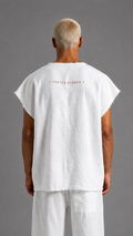 CANOTTA IN LINO BLACK CIRCUS WHITE