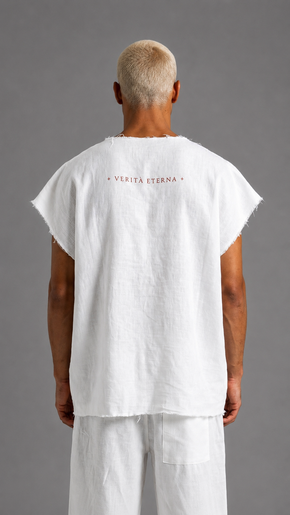 CANOTTA IN LINO BLACK CIRCUS WHITE