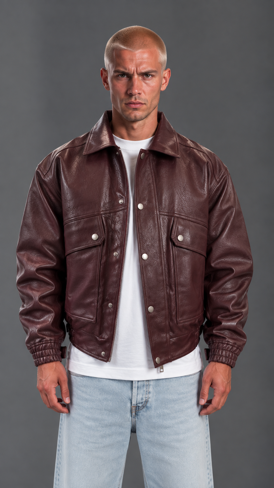 JACKET ECOLEATHER BORDEAUX