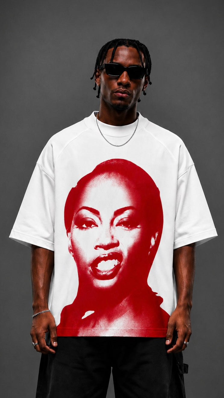 T-SHIRT FACE WHITE/RED