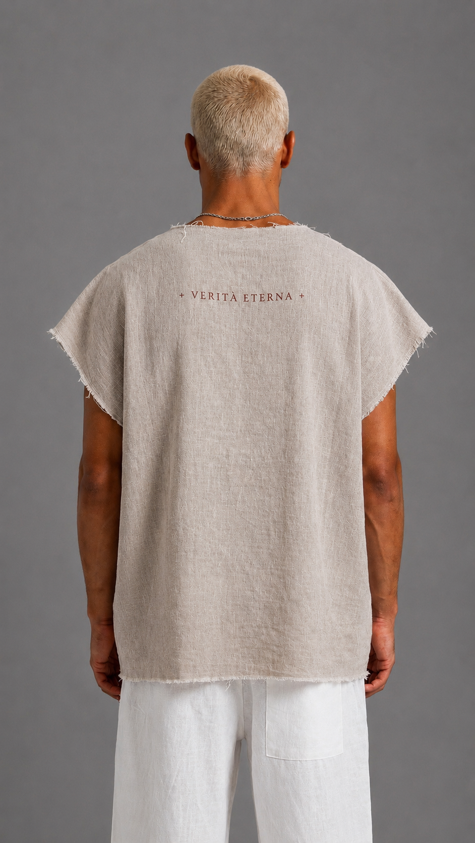 CANOTTA IN LINO BLACK CIRCUS BEIGE