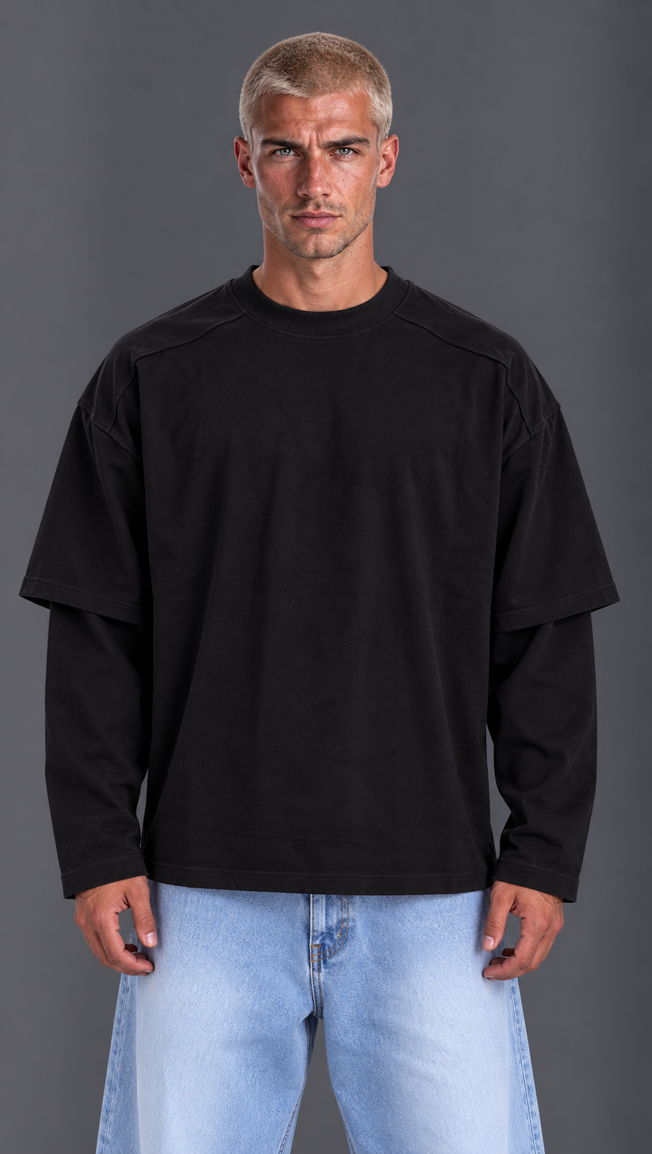 T-SHIRT DOUBLESLEEVE WALK BLACK