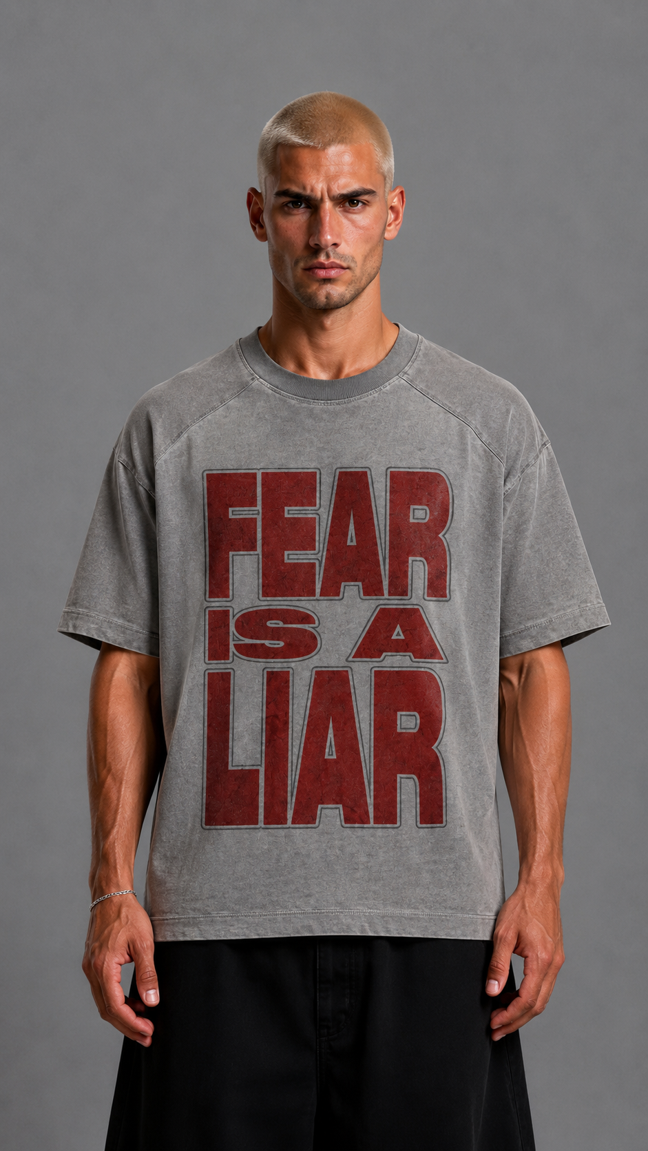 T-SHIRT FEAR WASHED GREY