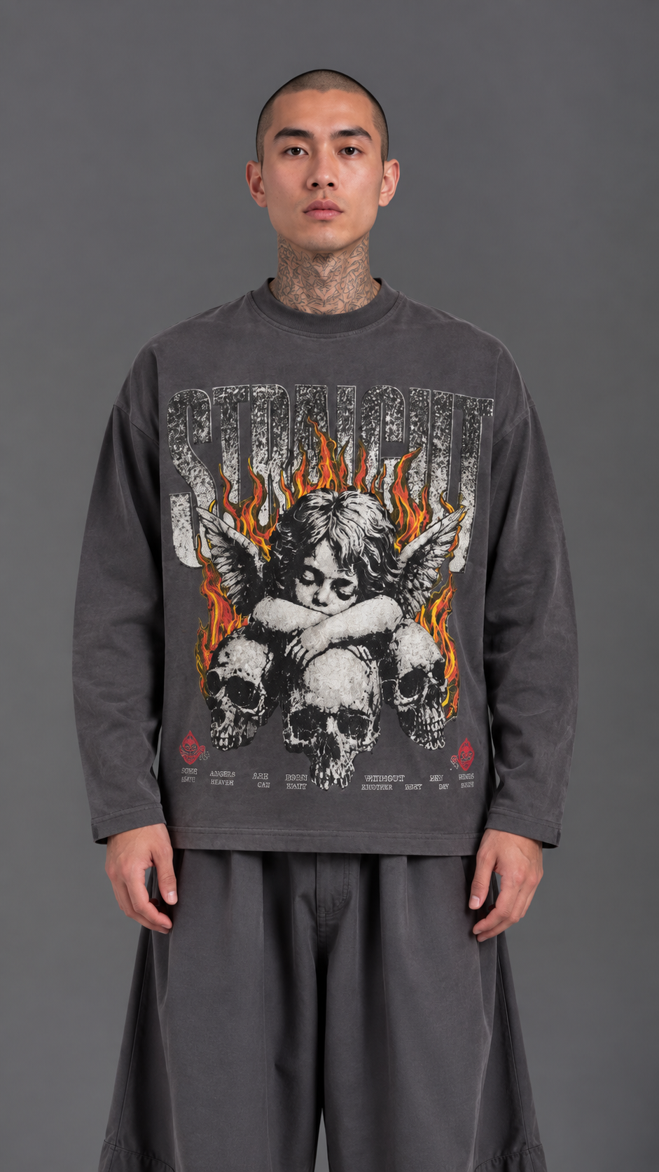 T-SHIRT LONGSLEEVE STRAIGHT GREY