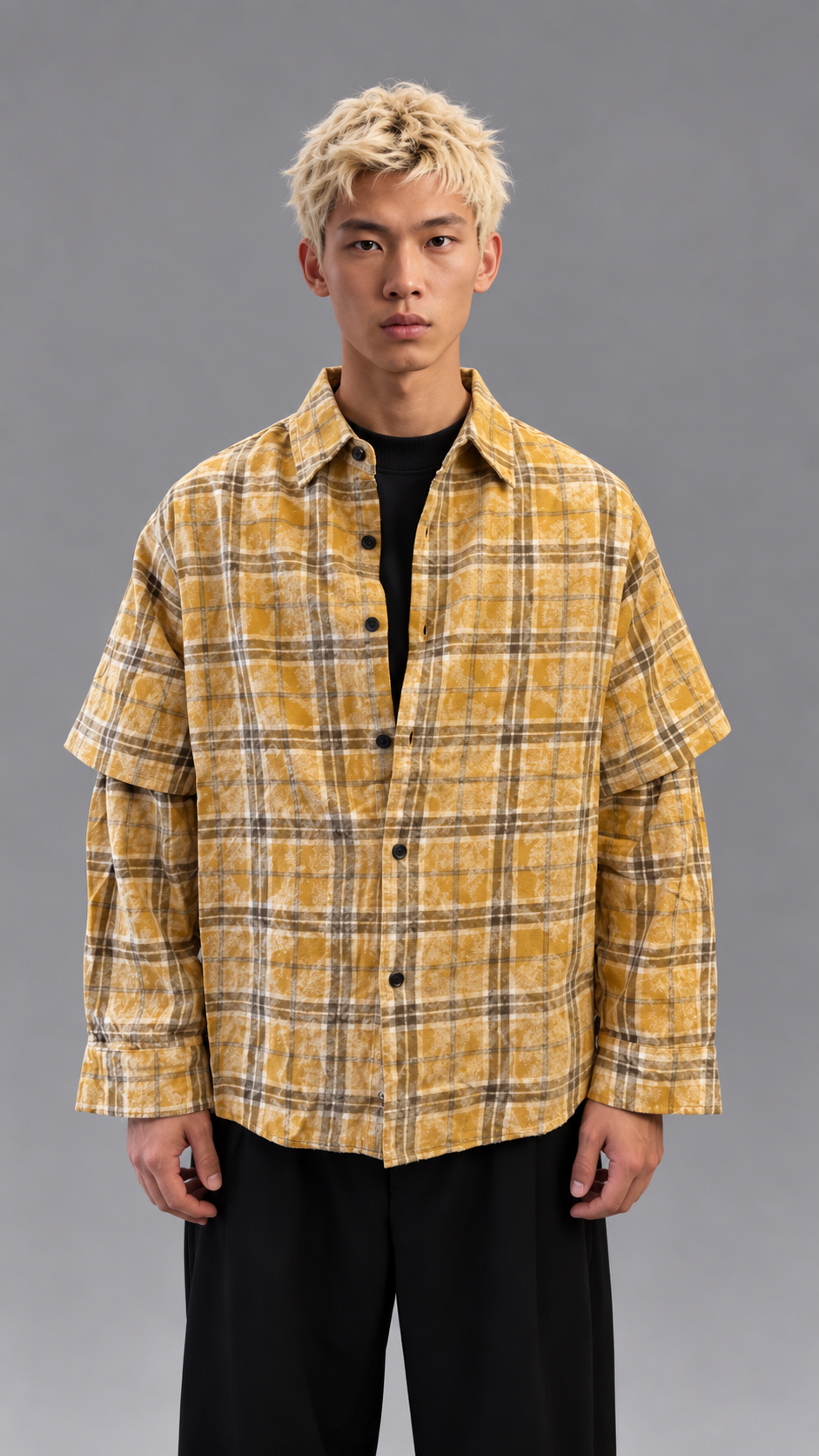 CAMICIA DOUBLESLEEVE CHECK YELLOW