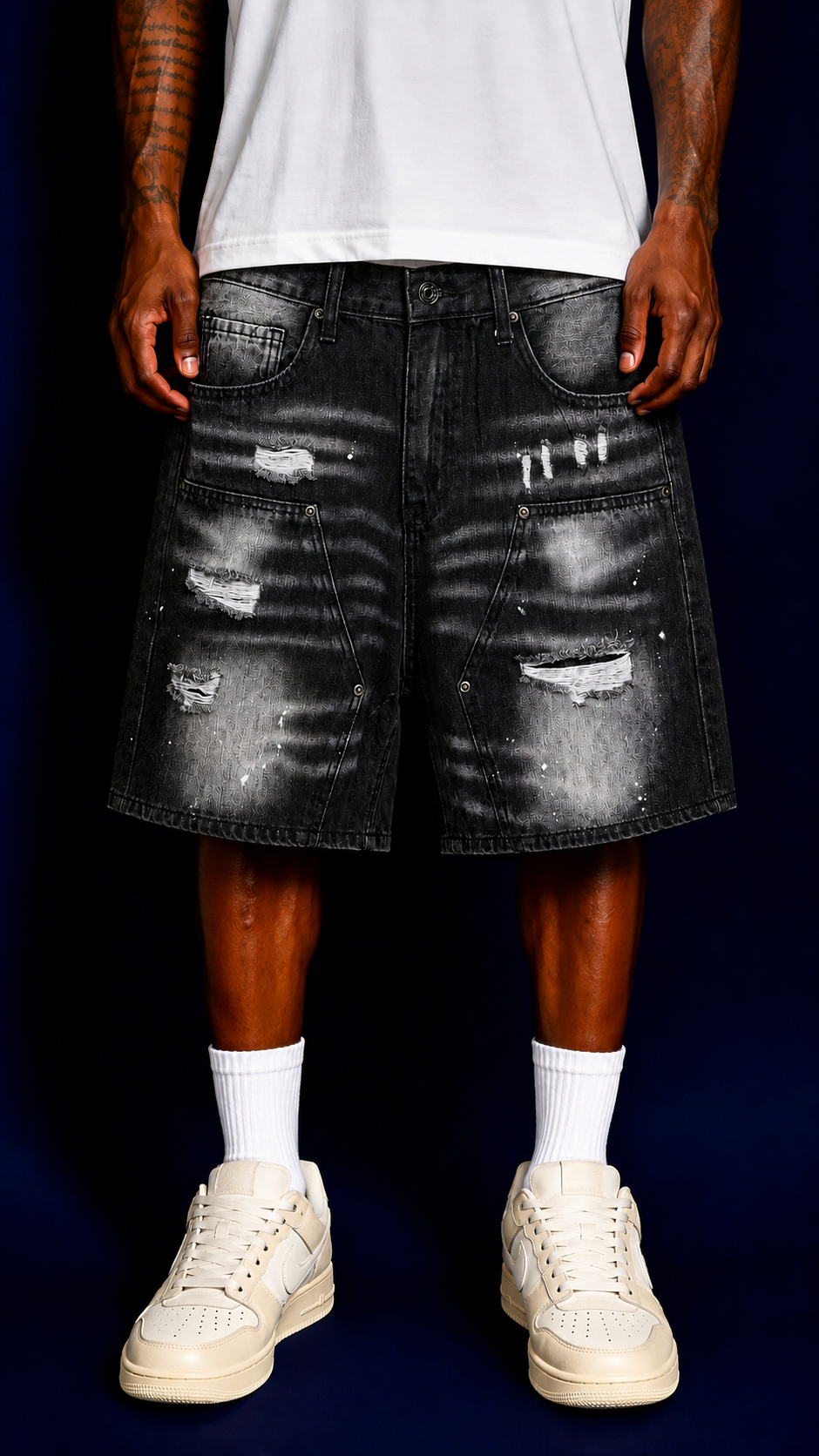 SHORTS IN DENIM CARPENTER BLACK