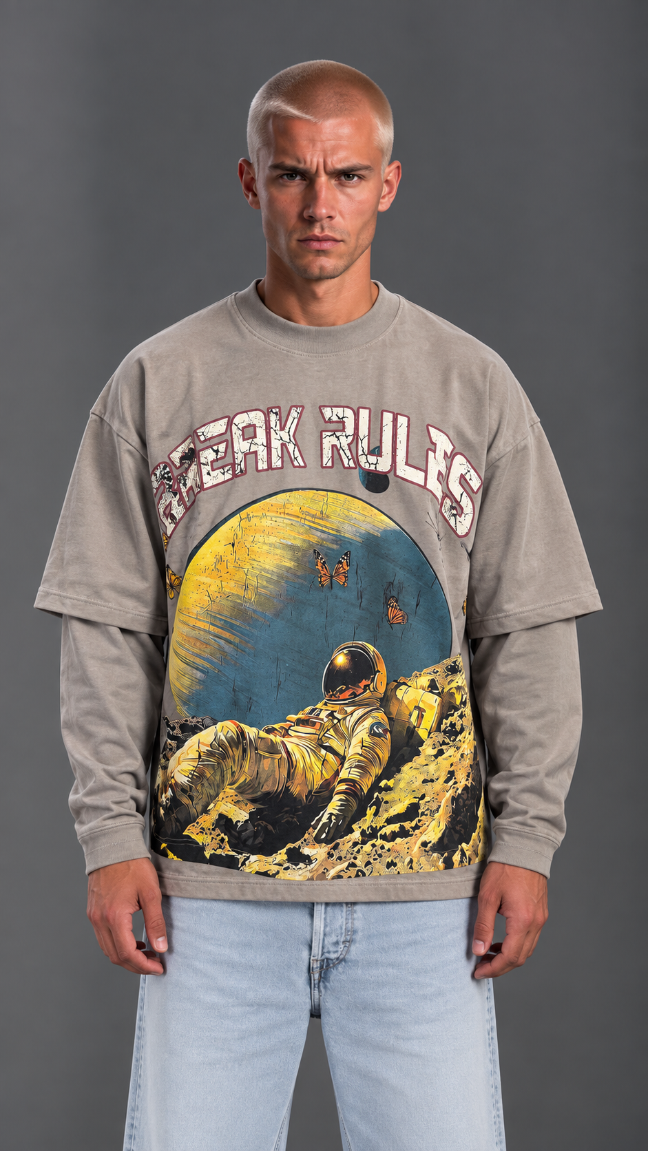 T-SHIRT DOUBLESLEEVE SPACE GREY