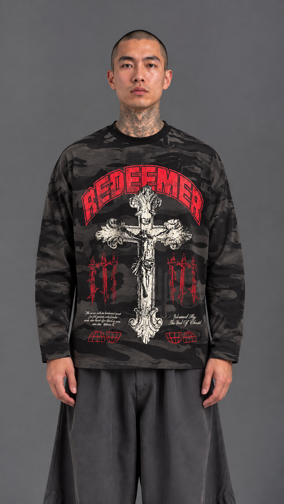 T-SHIRT LONGSLEEVE CAMOU BLACK