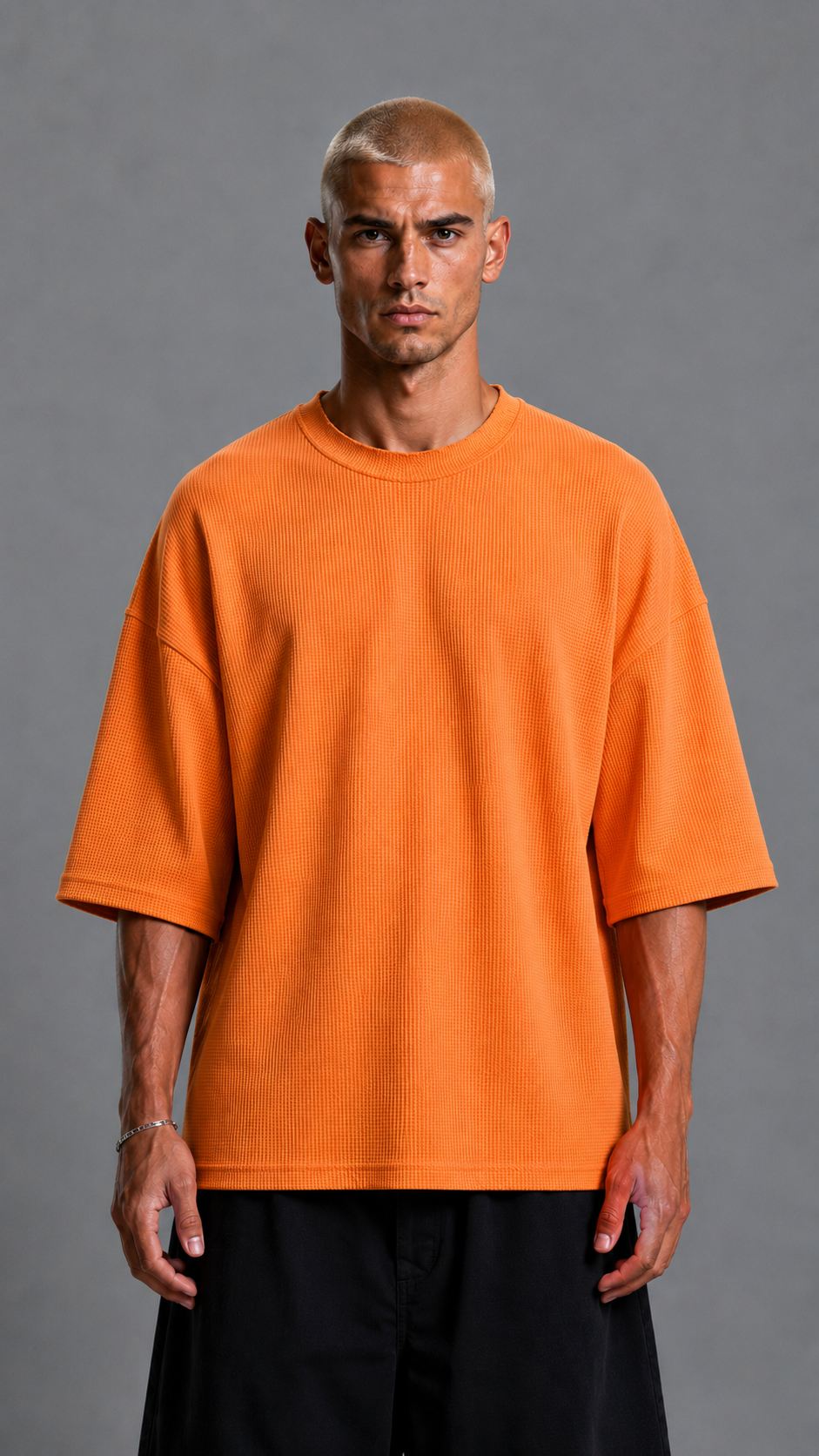 T-SHIRT OVER WAFFLE ORANGE