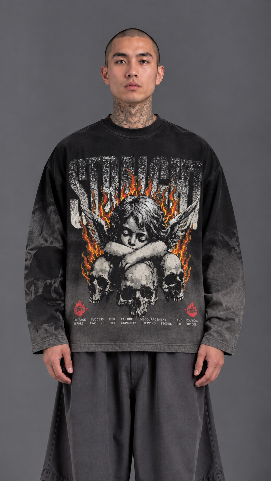 T-SHIRT LONGSLEEVE STRAIGHT BLACK