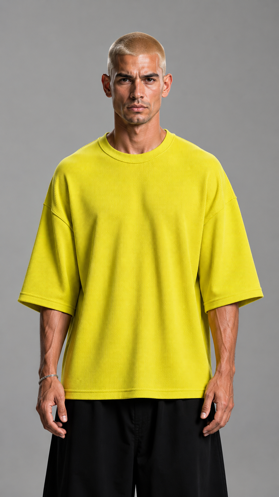 T-SHIRT OVER WAFFLE LIME