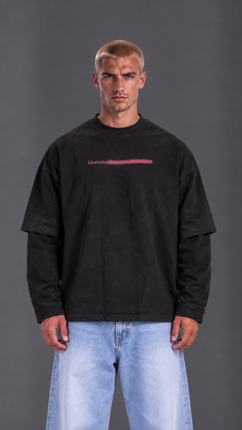 T-SHIRT DOUBLESLEEVE AW HOMME BLACK