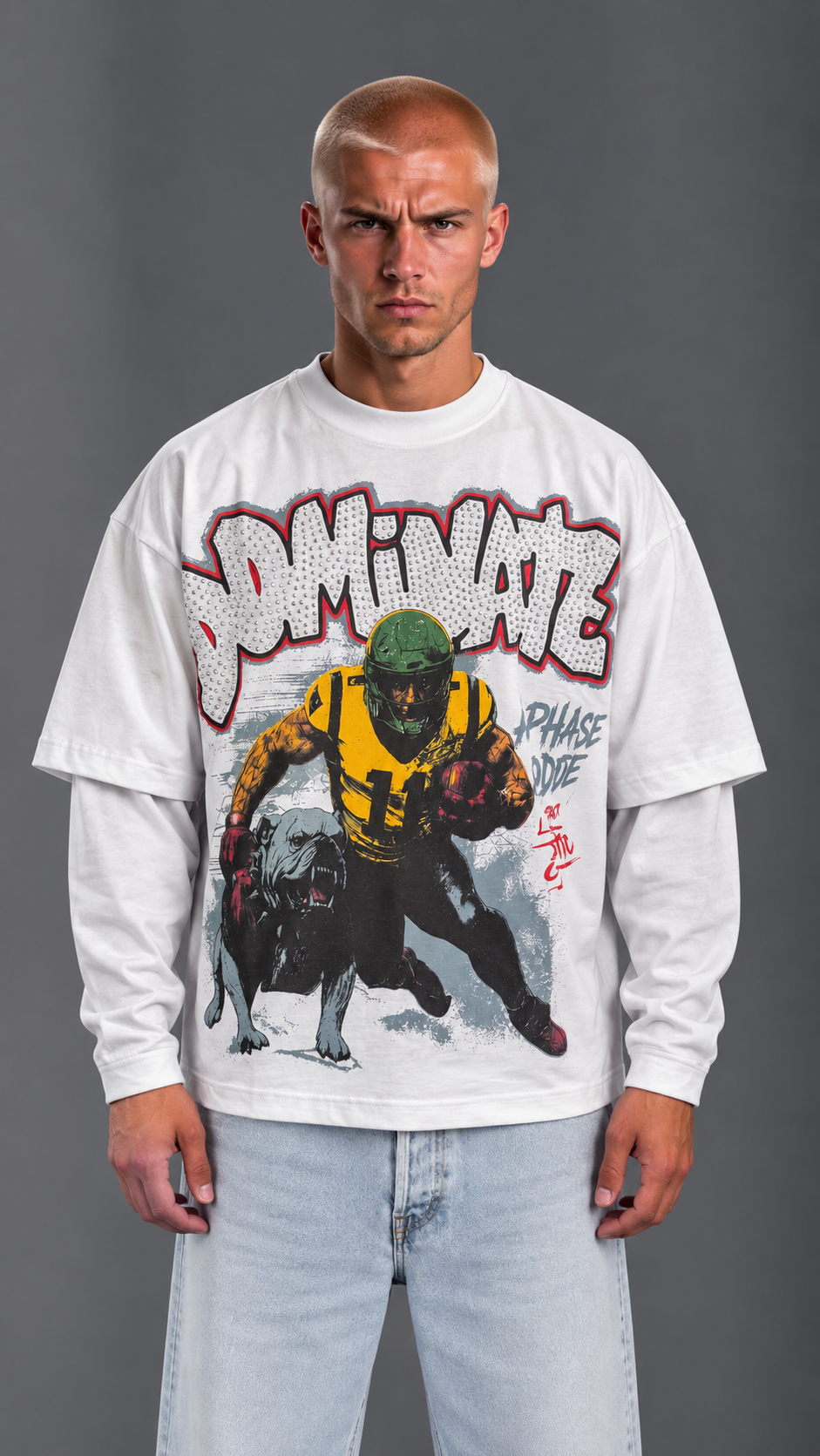 T-SHIRT DOUBLESLEEVE DOMINATE WHITE