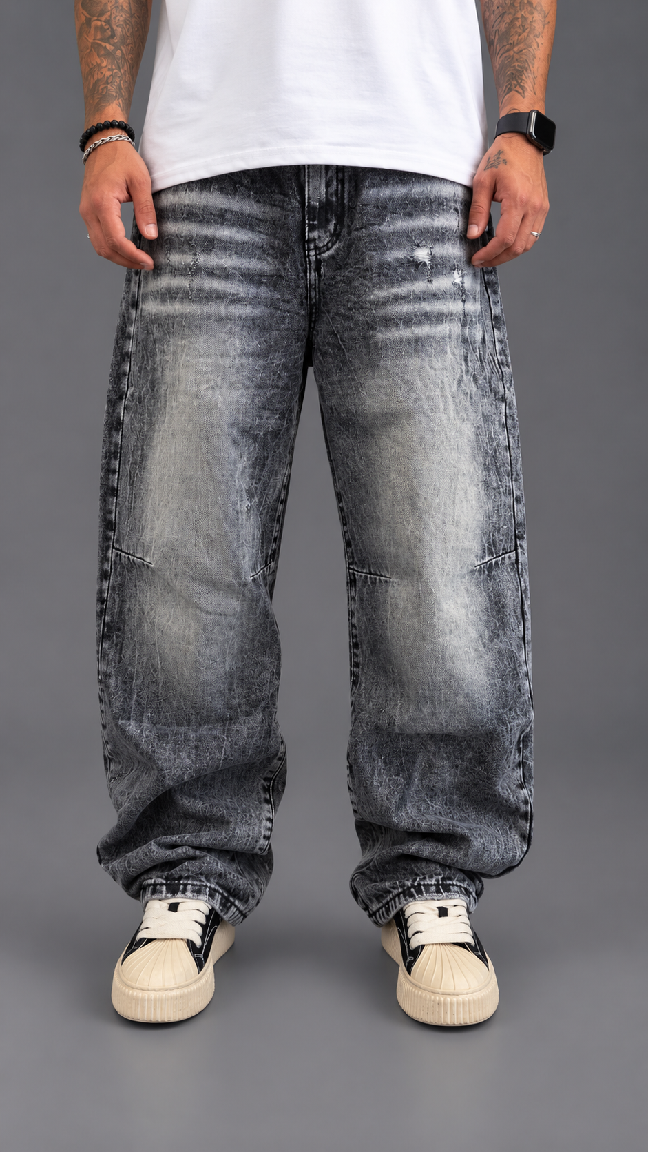 JEANS BAGGY AD8828Q GREY