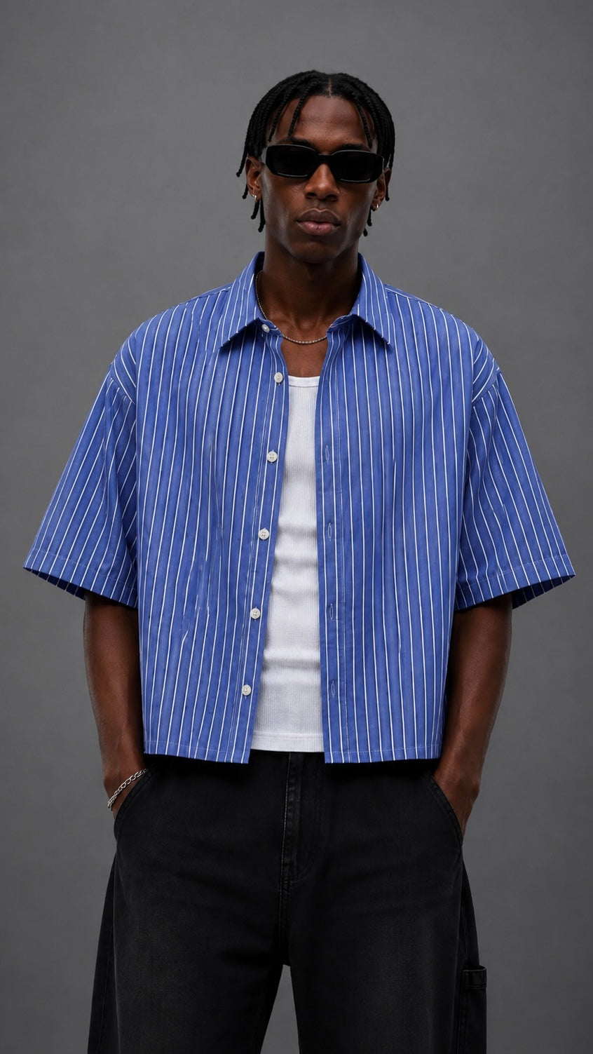 CAMICIA CROPPED BLUE TK