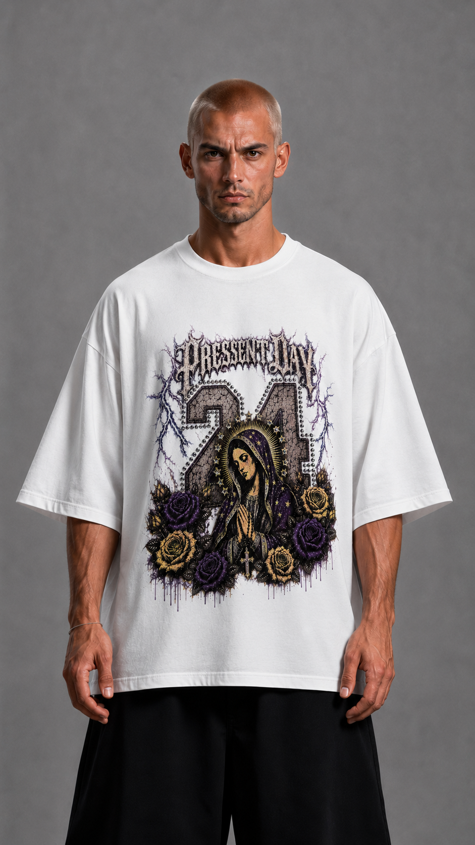 T-SHIRT PRAY FULL STRASS WHITE