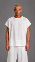 CANOTTA IN LINO BLACK CIRCUS WHITE