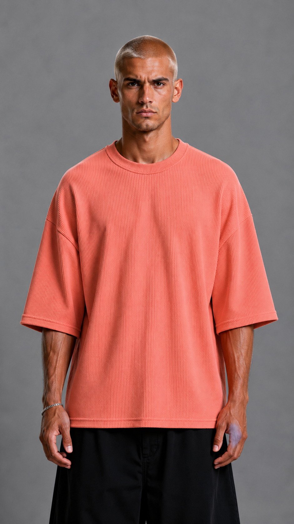 T-SHIRT OVER WAFFLE CORALLO