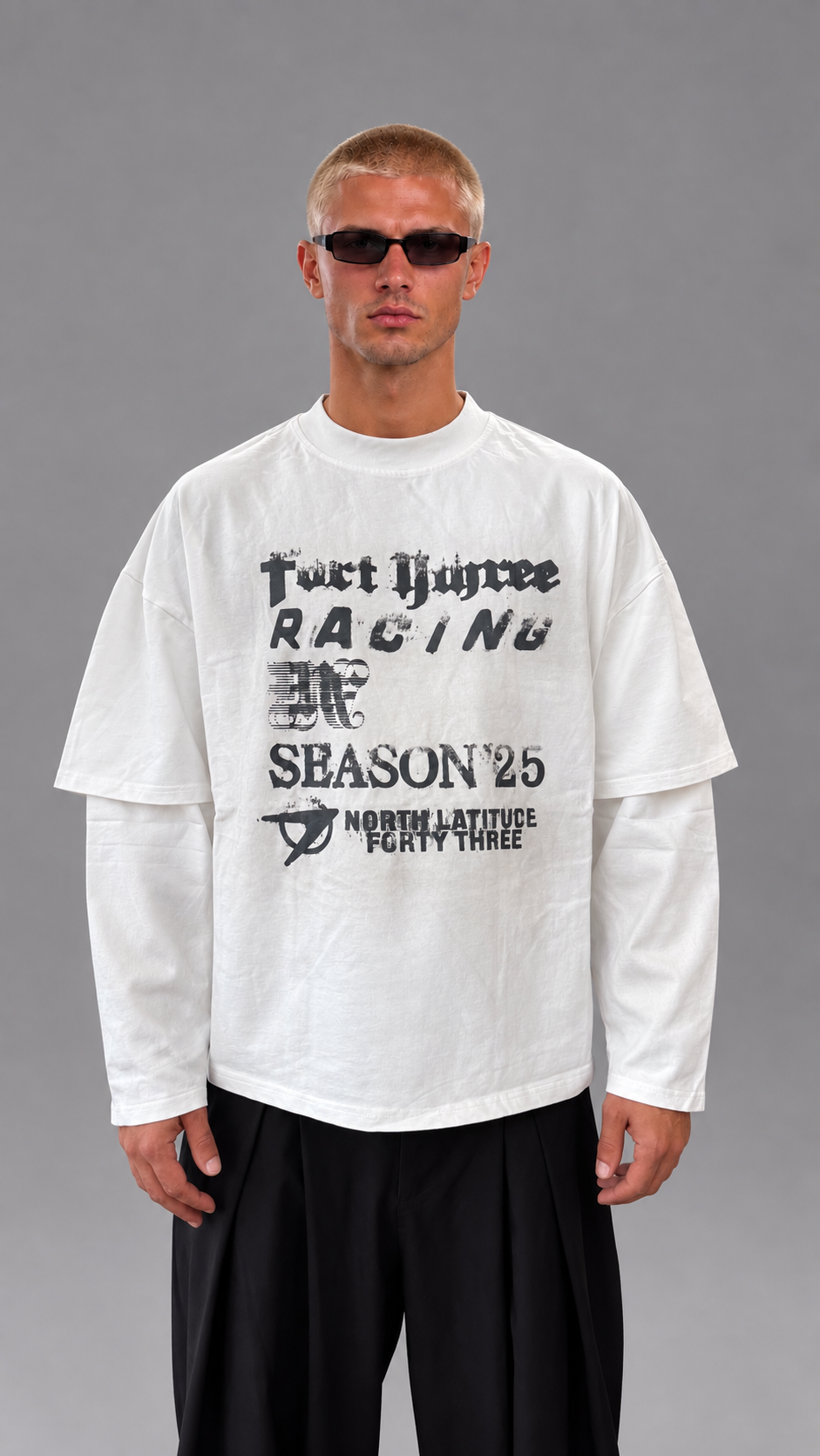 T-SHIRT DOUBLESLEEVE RACING WHITE