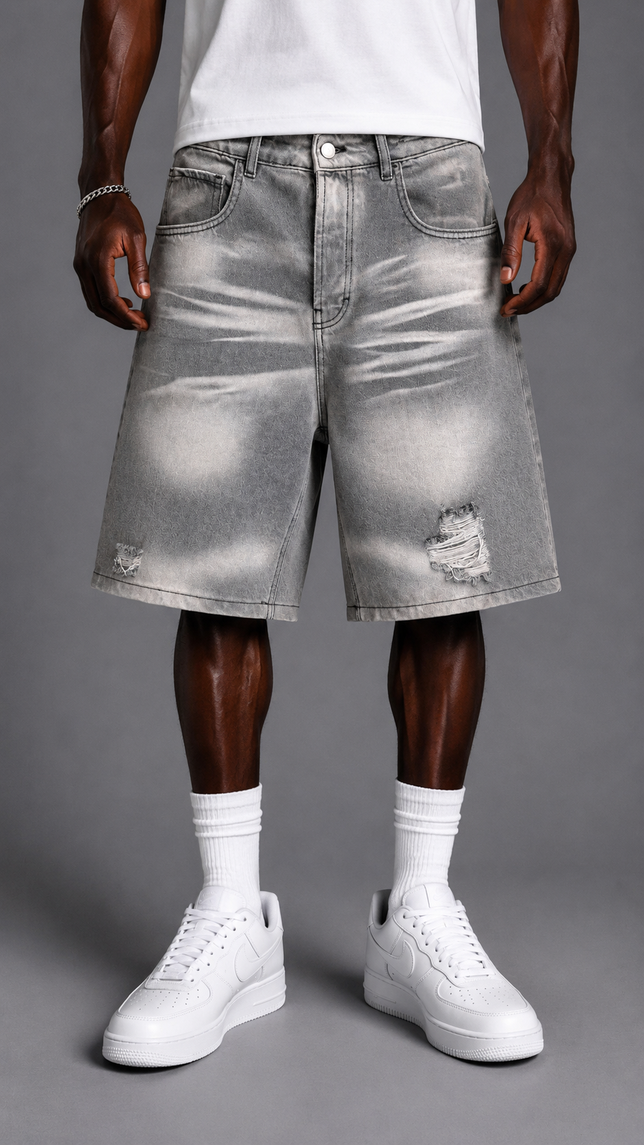 SHORTS IN DENIM BEAPU200 GREY