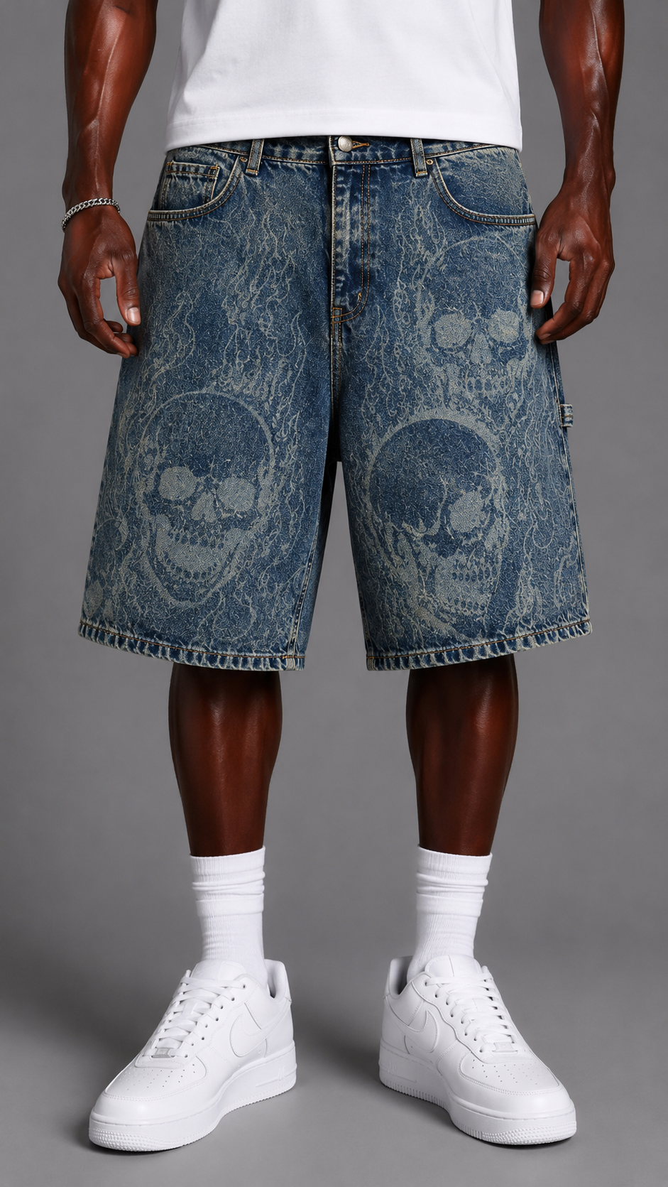 SHORTS SKULL BLUE