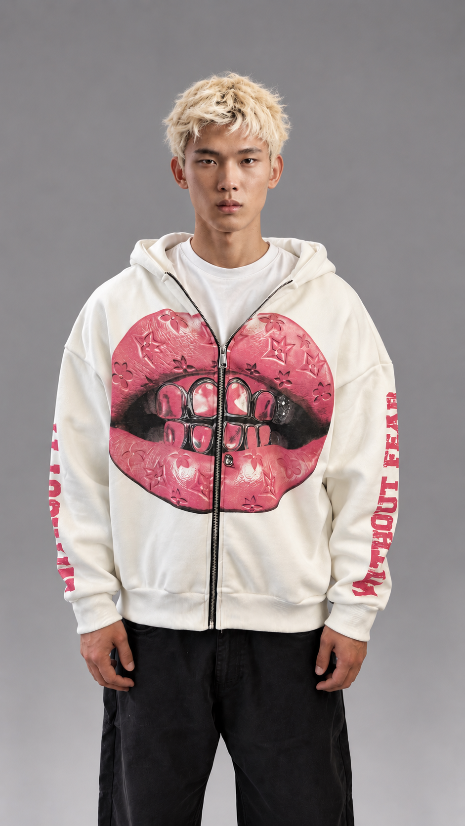 FELPA ZIP MOUTH WHITE