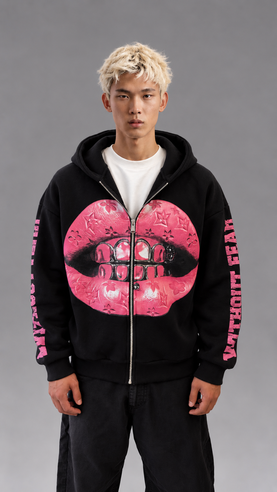 FELPA ZIP MOUTH BLACK