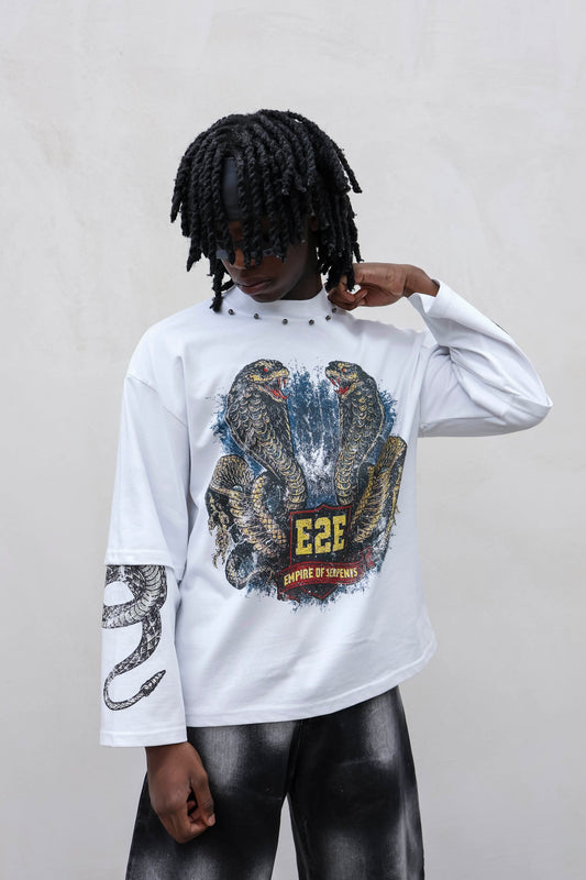 T-SHIRT DOUBLESLEEVE SNAKE WHITE