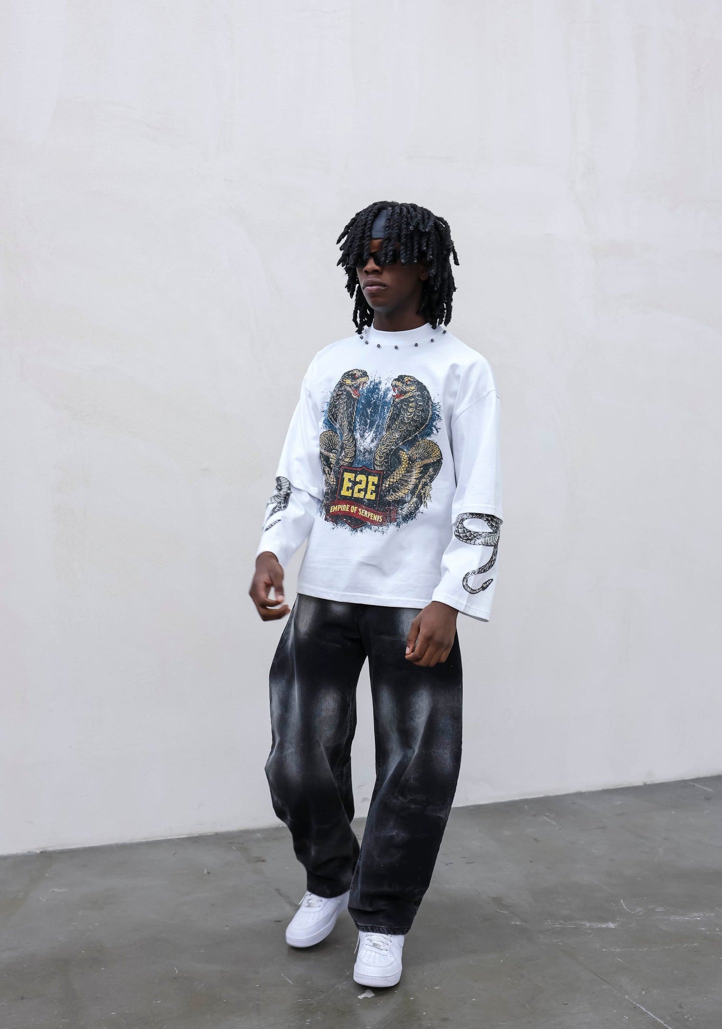 T-SHIRT DOUBLESLEEVE SNAKE WHITE