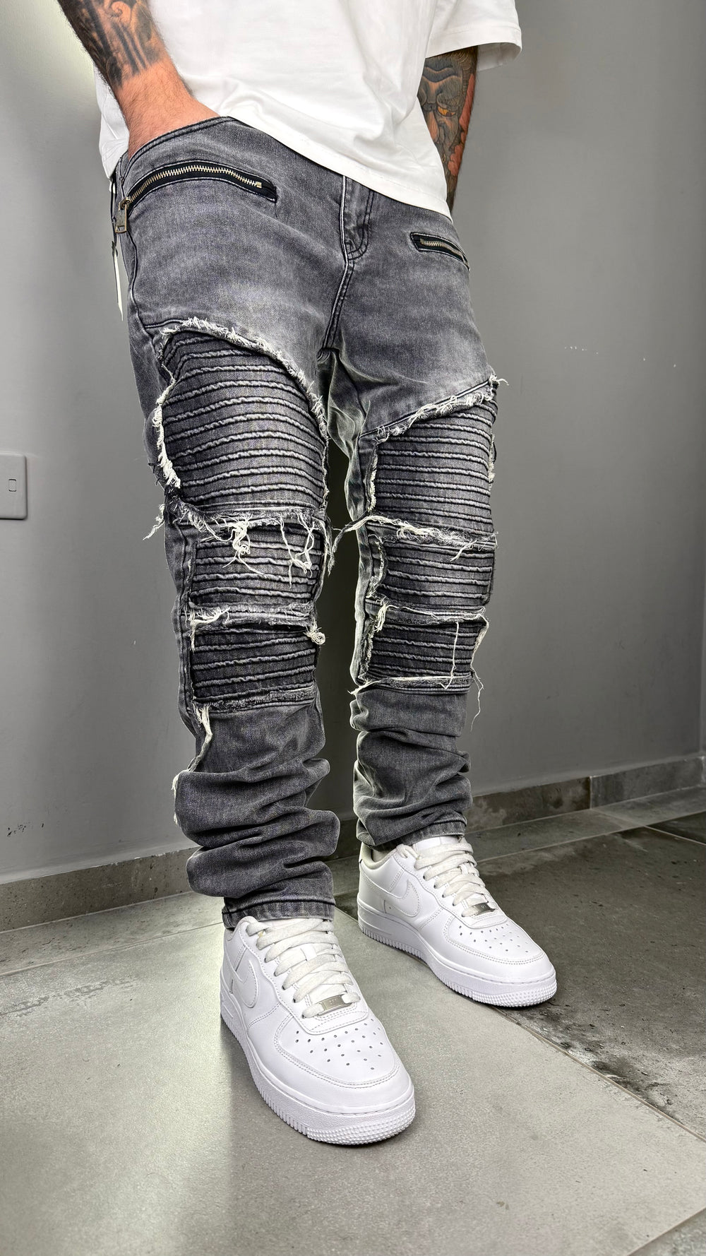 JEANS BIKER GREY 3371